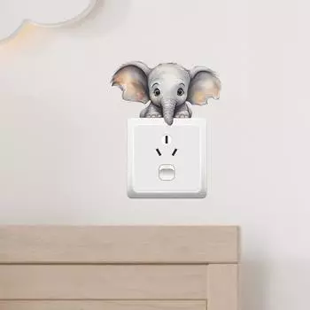 Мультяшный милый слон-переключатель, прикрепленный к крыльцу гостиной, украшение на стену, наклейка 10*16CM/fun-kg13
