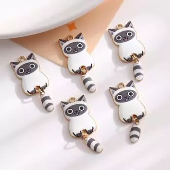 Мультяшный милый сплав масляная капля кулон котенок подвижный хвост кулон DIY ожерелье брелок ювелирные изделия аксессуары