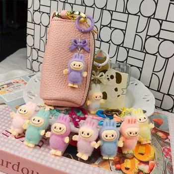 Мультяшный милый стекающийся кукла Лабубу брелок кулон автомобильный брелок для женщин девочек кавайный рюкзак украшения аксессуары подарки
