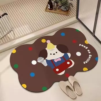 Мультяшный милый ванная комната диатомовая грязь абсорбирующий нескользящий быстросохнущий спальня ванная комната домашний интерьер веранда коврик ковер 40 * 60cm [diatom mud]