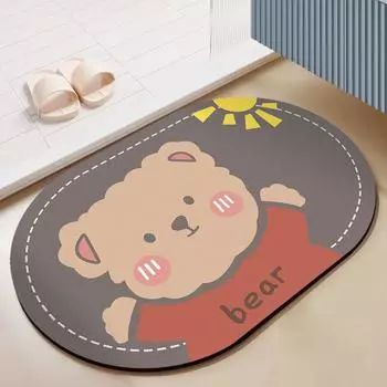 Мультяшный милый впитывающий коврик для ванной комнаты, коврик для ног у входа в туалет, быстросохнущий противоскользящий коврик для ванной комнаты, мягкая подкладка из диатомовой грязи 40*60CM