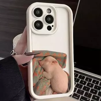 Мультяшный милый животный свинья кошка креативный силиконовый чехол для телефона iPhone 15 14 13 12 11 Pro Max XS Max X 7 8 Plus XR SE 3 женский противоударный мягкий чехол iPhone 15 чёрный