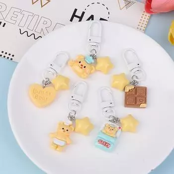 Мультяшный милый Звездный медведь-масло брелок Kawaii креативная сумка подвеска украшения автомобильный брелок для ключей для женщин и девочек аксессуары