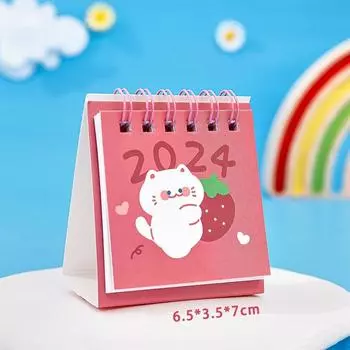 Мультяшный мини-настольный календарь, студенческий настольный декоративный календарь, милый фруктовый текстовый настольный календарь