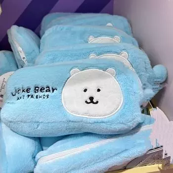 Мультяшный Мишка Плюшевый Пенал для Студента Большой Вместимости Сумка для Хранения Косметики Офисные Школьные Принадлежности для Хранения Чехол на Молнии