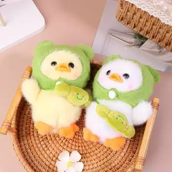 Мультяшный мягкий брелок для ключей с животными, милый плюшевый лягушонок, шляпа, брелок для уток для женщин, брелок для рюкзака, кулон, украшения, подарок для девочек жёлтый