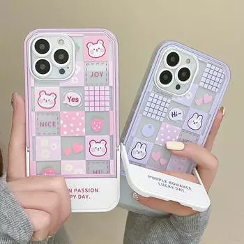 Мультяшный невидимый держатель-кронштейн, прозрачный чехол для телефона для Iphone 14 13 12 11 Pro Xs Max X Xr 7 8 Plus Se2 Se3, складной чехол-подставка For iPhone 7