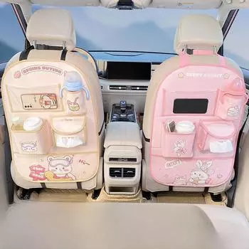 Мультяшный органайзер на спинку сиденья автомобиля и противоударный коврик Bunny Storage Anti-Kick Mat