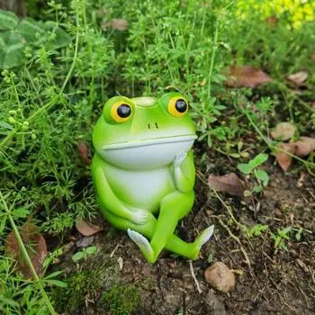 Мультяшный орнамент в виде мыслящей лягушки, хорошая детализация, яркий цвет, работа из смолы, украшение для дома, офиса, настольного дисплея, фигурка, садовый цветочный горшок