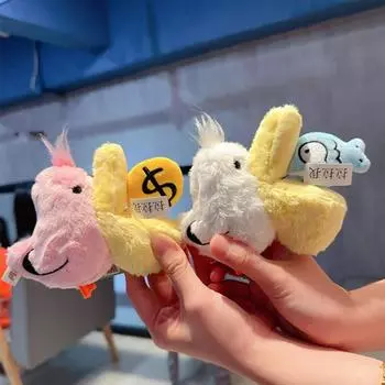 Мультяшный пеликан, плюшевая игрушка-кукла, брелок для детей, мягкий полипропилен, хлопок, наполнитель, забавный подарок, портативная сумка, подвеска с рыбными деньгами, подарок для мальчиков и девочек розовый