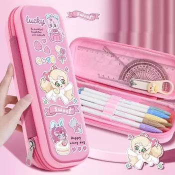 Мультяшный пенал большой вместимости Капибара Многофункциональная сумка для карандашей Милый органайзер для студенческой канцелярии Школьные принадлежности Подарки