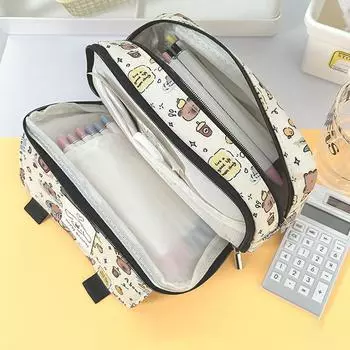 Мультяшный пенал Capybara для девочек, милый кавайный, большая вместимость, сумка для ручек, детская канцелярская коробка, школьные принадлежности для студентов