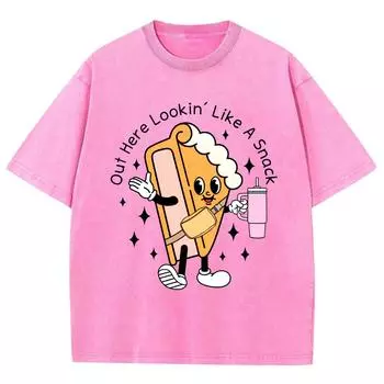 Мультяшный персонаж Забавный стиль Женская футболка Оверсайз Круглый вырез Эластичная Выстиранная ткань Короткий рукав Милый Дизайн Чувство Топ S