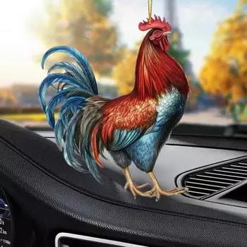 Мультяшный петух акриловый кулон милый рождественский елочный подвесной орнамент очаровательное рождественское украшение для любителей петухов забавный праздничный подарок Cock