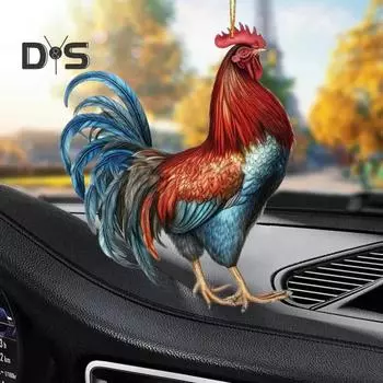 Мультяшный петух акриловый кулон милый рождественский елочный подвесной орнамент очаровательное рождественское украшение для любителей петухов забавный праздничный подарок Cock