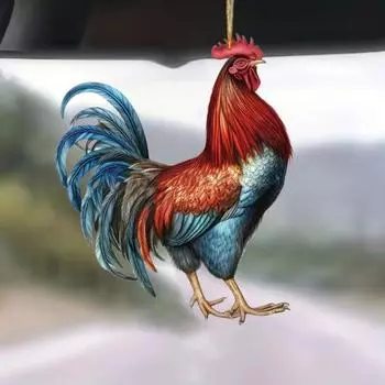 Мультяшный петух акриловый кулон милый рождественский елочный подвесной орнамент очаровательное рождественское украшение для любителей петухов забавный праздничный подарок Cock
