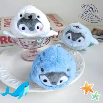 Мультяшный пингвин, дельфин, кит, акула, плюшевая кукла, брелок, мультяшный автомобиль, брелок, кавайная женская сумка, кулон, аксессуары, подарок