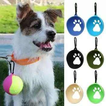 Мультяшный питомец силиконовый держатель для теннисного мяча с крючком чехол для мяча для собак ходьба розы красного