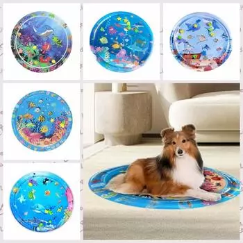 Мультяшный питомец Водный Лед Подушка Круглый Кот Водный Сенсорный Коврик Для Питомца Надувной Водный Коврик Лето Style C