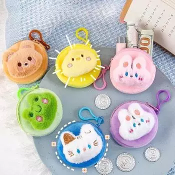Мультяшный плюшевый кошелек для монет, симпатичная мини-сумка для хранения монет, студенческая сумка для наушников, ключей, гарнитуры с крючком для сумки, подарок на день рождения