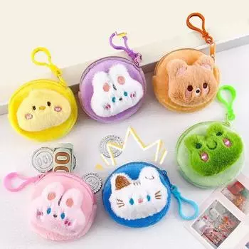 Мультяшный плюшевый кошелек для монет, симпатичная мини-сумка для хранения монет, студенческая сумка для наушников, ключей, гарнитуры с крючком для сумки, подарок на день рождения