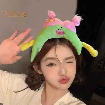 Мультяшный плюшевый ободок для волос с животными, регулируемый размер, реквизит для косплея, головной убор для вечеринок, мытья лица, взрослых, детей, рождественский ободок для дня рождения белый