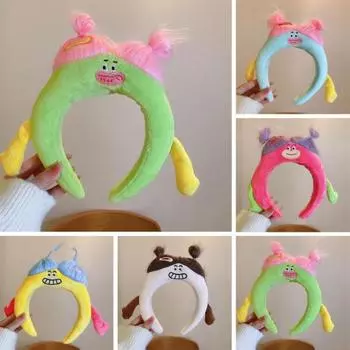 Мультяшный плюшевый ободок для волос с животными, регулируемый размер, реквизит для косплея, головной убор для вечеринок, мытья лица, взрослых, детей, рождественский ободок для дня рождения жёлтый