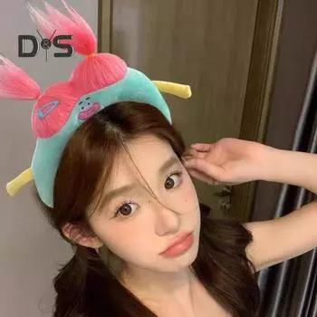 Мультяшный плюшевый ободок для волос с животными, регулируемый размер, реквизит для косплея, головной убор для вечеринок, мытья лица, взрослых, детей, рождественский ободок для дня рождения зелёный