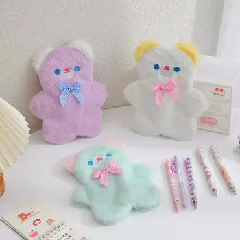 Мультяшный плюшевый пенал с медведем для студентов и девочек, большой емкости, пенал для хранения, сумка для школьных канцелярских принадлежностей для студентов