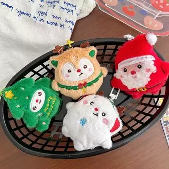 Мультяшный плюшевый Санта-Клаус Лось Рождественская елка брелок Kawaii рюкзак кулон украшения аксессуары Рождество Новый год подарки A3