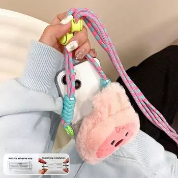 Мультяшный плюшевый телефон с зажимом на заднюю часть шнурка Loopy Kirby съемный чехол для телефона с зажимом на заднюю часть ремешок для переноски через плечо ремень для защиты от падения