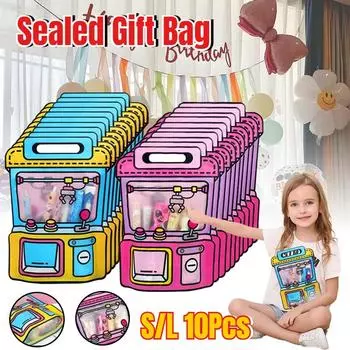 Мультяшный подарочный пакет, симпатичная машина-коготь, матовые самозакрывающиеся пакеты-молнии для детей, конфет, печенья, закусок, пластиковая упаковка для запечатывания, карманы S- 18x25cm&2pcs розовый