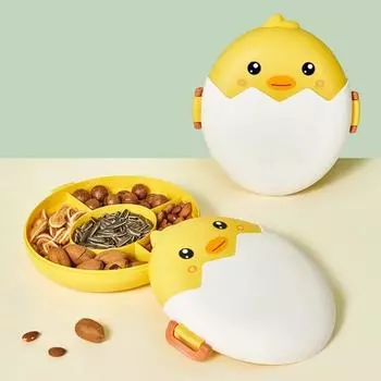 Мультяшный поднос для сухофруктов с крышкой для домашнего хозяйства, чайного столика, коробки конфет, подноса для закусок Dim Sum, подноса для фруктов, подноса для закусок на кухне, орехов лимонно-желтый