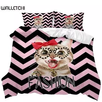 Мультяшный пододеяльник Kawaii Room Мягкий двусторонний пододеяльник Милый мультяшный котенок Прекрасный романтический полиэстеровый пододеяльник EU single(135x200cm)