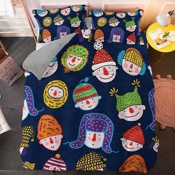 Мультяшный пододеяльник, комплект постельного белья размера King, из микрофибры, милый цветной аватар, комплект постельного белья для детей и подростков, мягкий, в стиле кавайи, пододеяльник EU Single 135x200cm