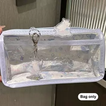 Мультяшный полупрозрачный пенал многослойный вертикальный большой емкости сумка для хранения канцелярских принадлежностей школьные принадлежности косметичка фиолетовый