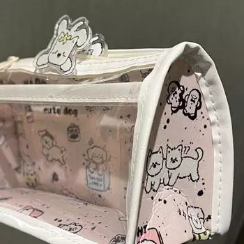 Мультяшный полупрозрачный пенал многослойный вертикальный большой емкости сумка для хранения канцелярских принадлежностей школьные принадлежности косметичка