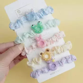 Мультяшный пончик для волос: Свежая летняя сладость для детей - плиссированная эластичная лента