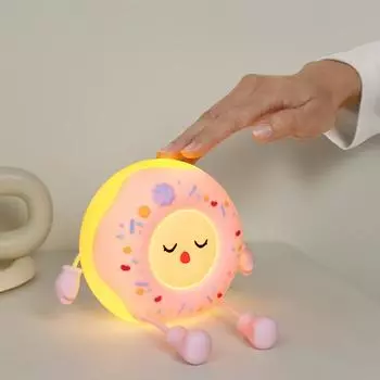 Мультяшный пончик силиконовый ночник перезаряжаемый детский ночник милый похлопывающий светильник прикроватный светильник для сна креативный подарок