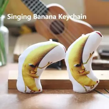 Мультяшный поющий большой банан плюшевый брелок пищащий звук говорящая игрушка кукла банан забавный подвесной брелок сумка подвески