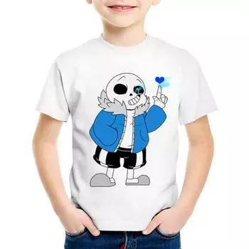 Мультяшный принт Череп Брат Undertale Дети Смешные футболки Детские летние футболки для мальчиков/девочек Повседневные отличные топы Детская одежда 3T(100cm)