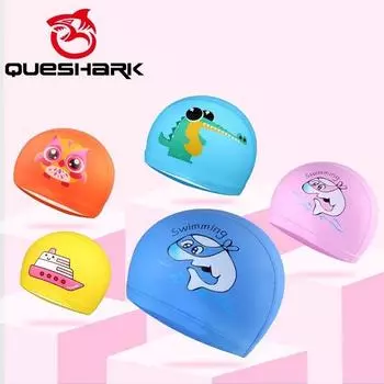 Мультяшный принт Водонепроницаемый уход за волосами Удобное полиуретановое покрытие Детская шапочка для плавания Поддержка настройки