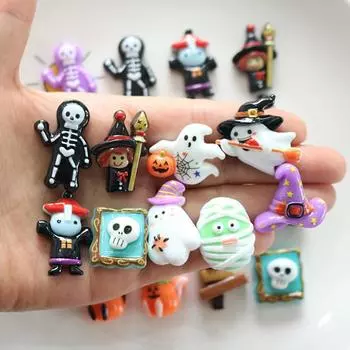 Мультяшный призрак тыква украшение на Хэллоуин 2024 плоская задняя часть смоляной кабошон скрапбукинг поделки своими руками банты для волос аксессуары 04