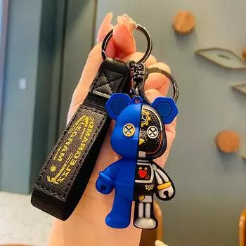 Мультяшный Простой Механический Медведь Милая Нишевая Кукла Брелок Цепочка Сумка Персонализированная Маленькая Подвеска Аксессуар Брелок Декоративные Подарки 1PCS темно-синий