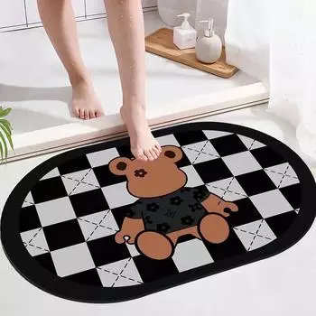 Мультяшный противоскользящий впитывающий коврик для ванной и входа 40*60 cm Oval
