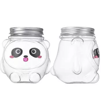 Мультяшный прозрачный герметичный резервуар герметичная банка с крышкой панда хранение мини кукла орнамент банка разное зерновой резервуар пластиковая бутылка