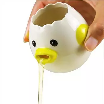 Мультяшный разделитель яиц, керамический разделитель яичного желтка и яичного белка, симпатичный фильтр в форме яйца, кухонный гаджет, помощник для выпечки жёлтый