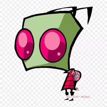 Мультяшный рисунок Захватчик Зим Рисунок Джонни Убийца Утюг на теплопередаче Печать Виниловые нашивки Наклейка для одежды DIY Аппликации Моющиеся нашивки