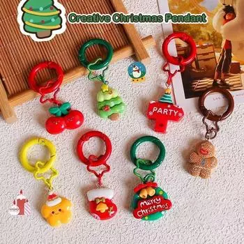 Мультяшный рождественский брелок из смолы милый Санта-Клаус снеговик кулон брелок для ключей рюкзак украшения аксессуары рождественские подарки