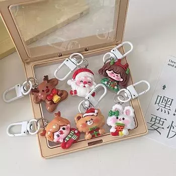 Мультяшный рождественский брелок милый Санта-Клаус кулон олень брелок универсальный кавайный рюкзак украшения аксессуары подарки